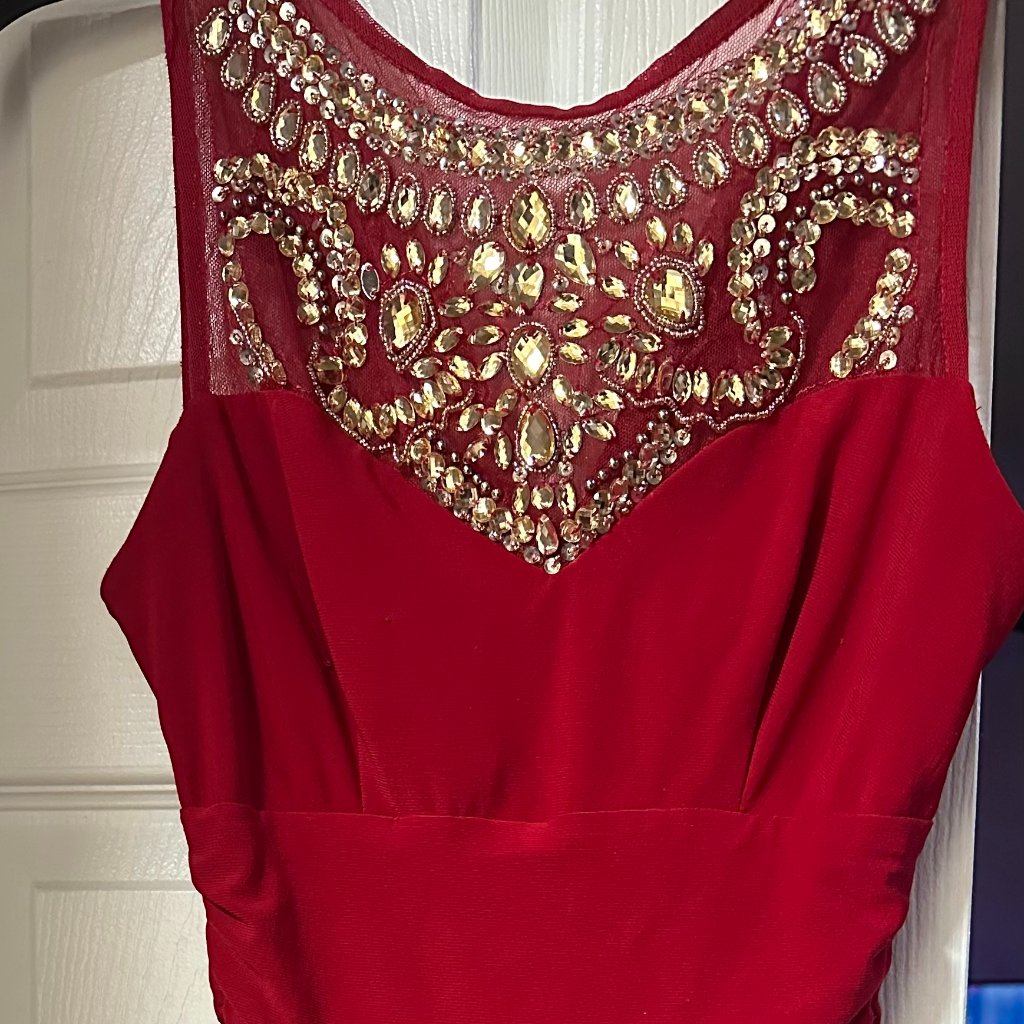 Red Drees With Gold Gems